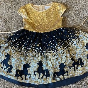Beautiful Black and Gold Glitter and Sequin Dress Girls size 4T